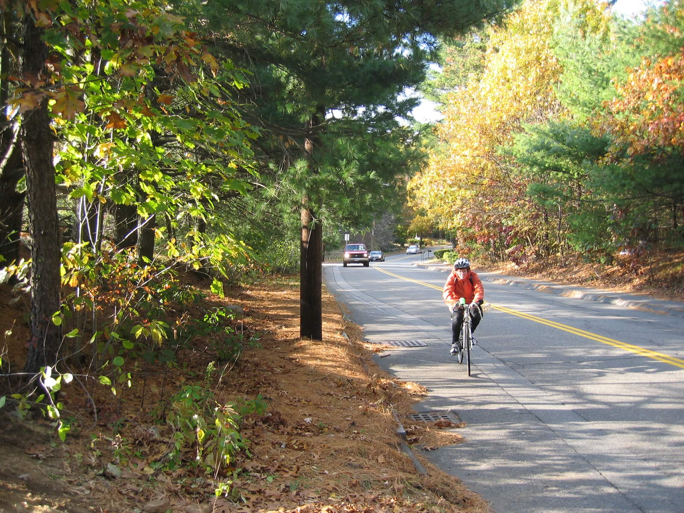 Bicyclist riding on West Lexington Massachusetts Greenway