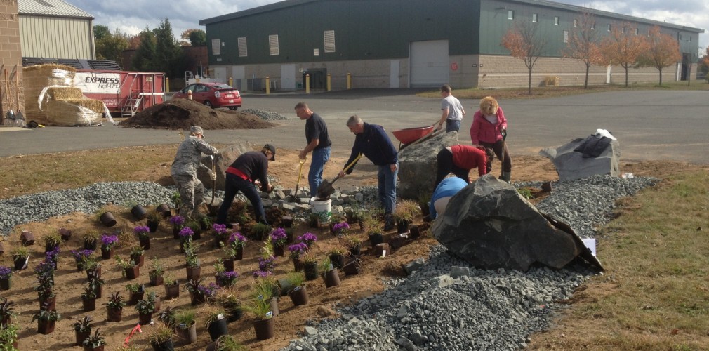 People Planting New Plantings At Air National Guard, Westfield, MA