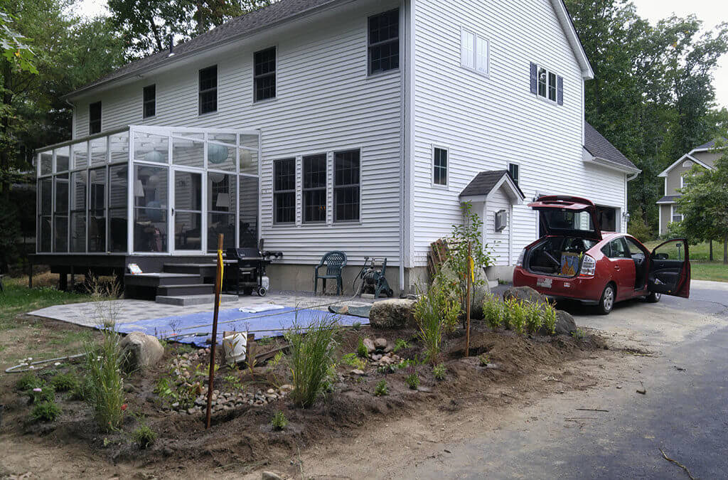 Rain Garden and Patio at back of house