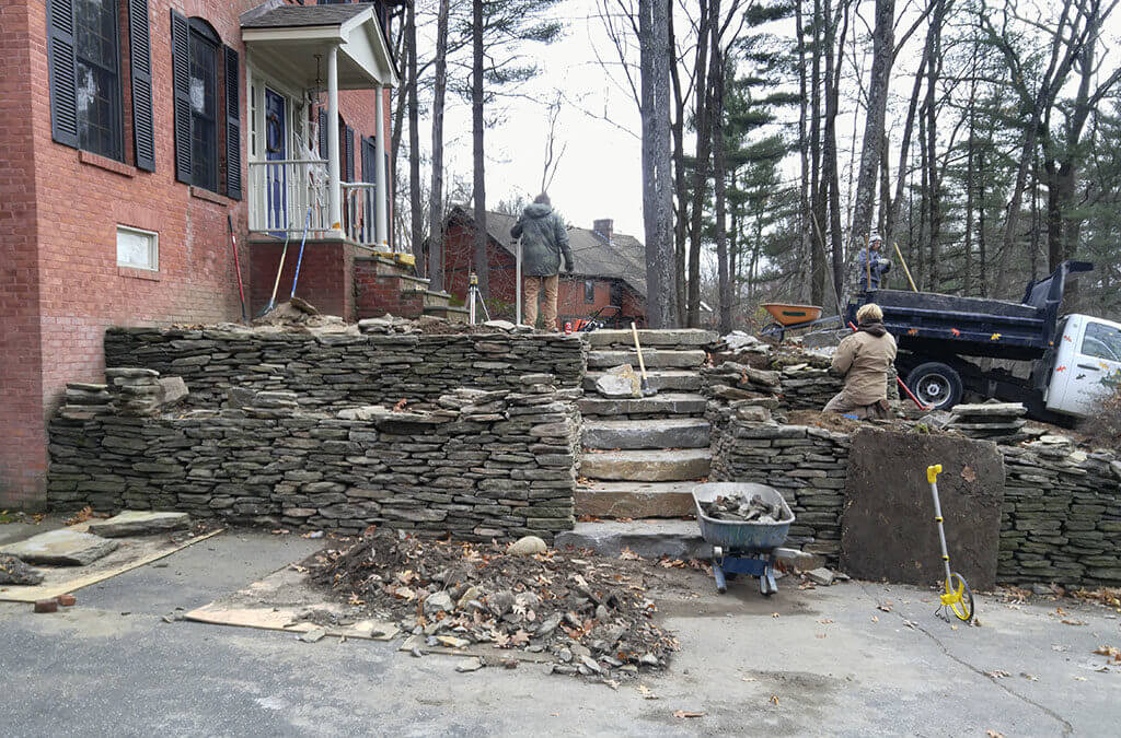 front of house staff building stone patio